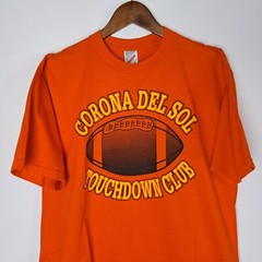 Vintage Football Touchdown Club T-Shirt Mens Large Orange SS JERZEES Made in USA