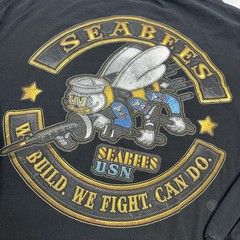 US Navy Shirt Mens Fits XL/XXL Black Seabees USN Military Utility Relaxed