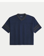Hollister Men’s L Blue Breathable Mesh V-Neck Short Sleeve Striped T-Shirt