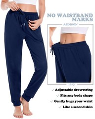 Womens Sweatpants Pockets Loose Lightweight Stretch Yoga Lounge Jogging Pants