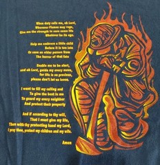 Firefighter Prayer Tshirt Delta Pro Weight Navy Blue 2-Sided Adult Size Large
