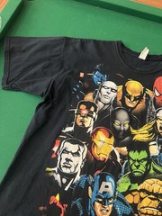 VTG Marvel Superheroes Shirt Men XL Black Mad Engine Y2K Graphic Print Flaw