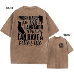 Men’s Retro Washed Oversized T-Shirt,”Labrador Retriever” Quote Print Casual Tee