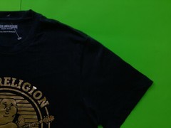 TRUE RELIGION Mens Short Sleeve T-Shirt Size XL Black with Gold 100% Cotton NEW
