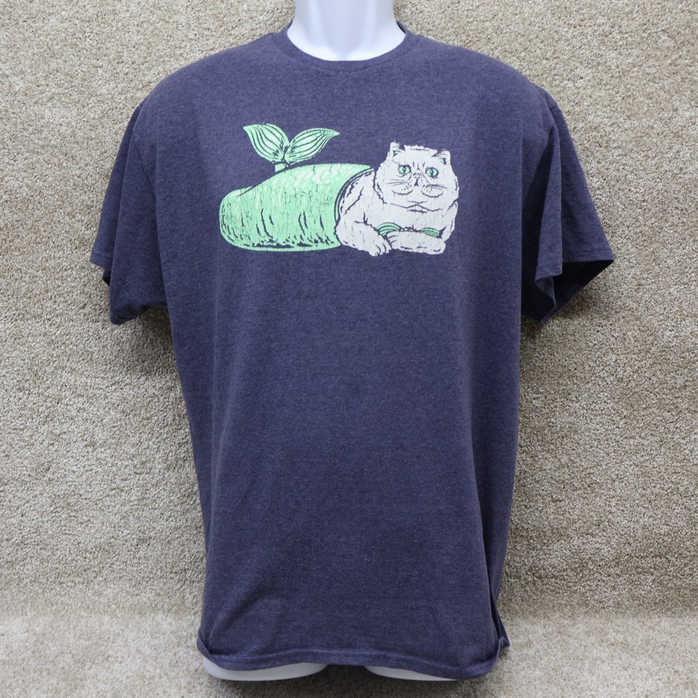 Delta Pro Weight Graphic T Shirt Large Blue Cat-Fish Print (see photo)