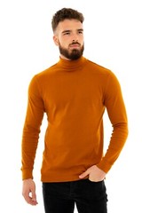 Mens Roll Neck Cotton Lightweight Jumper T-Shirt Turtle Funnel Long Sleeve Tops