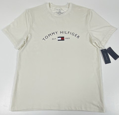 Tommy Hilfiger Men’s Crew Neck Short Sleeve Est. 1985 Flag Logo Tee M Beige