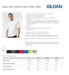 Gildan 2000T Men’s Tall Ultra Cotton™ T-Shirt | Classic Fit, Soft & Durable