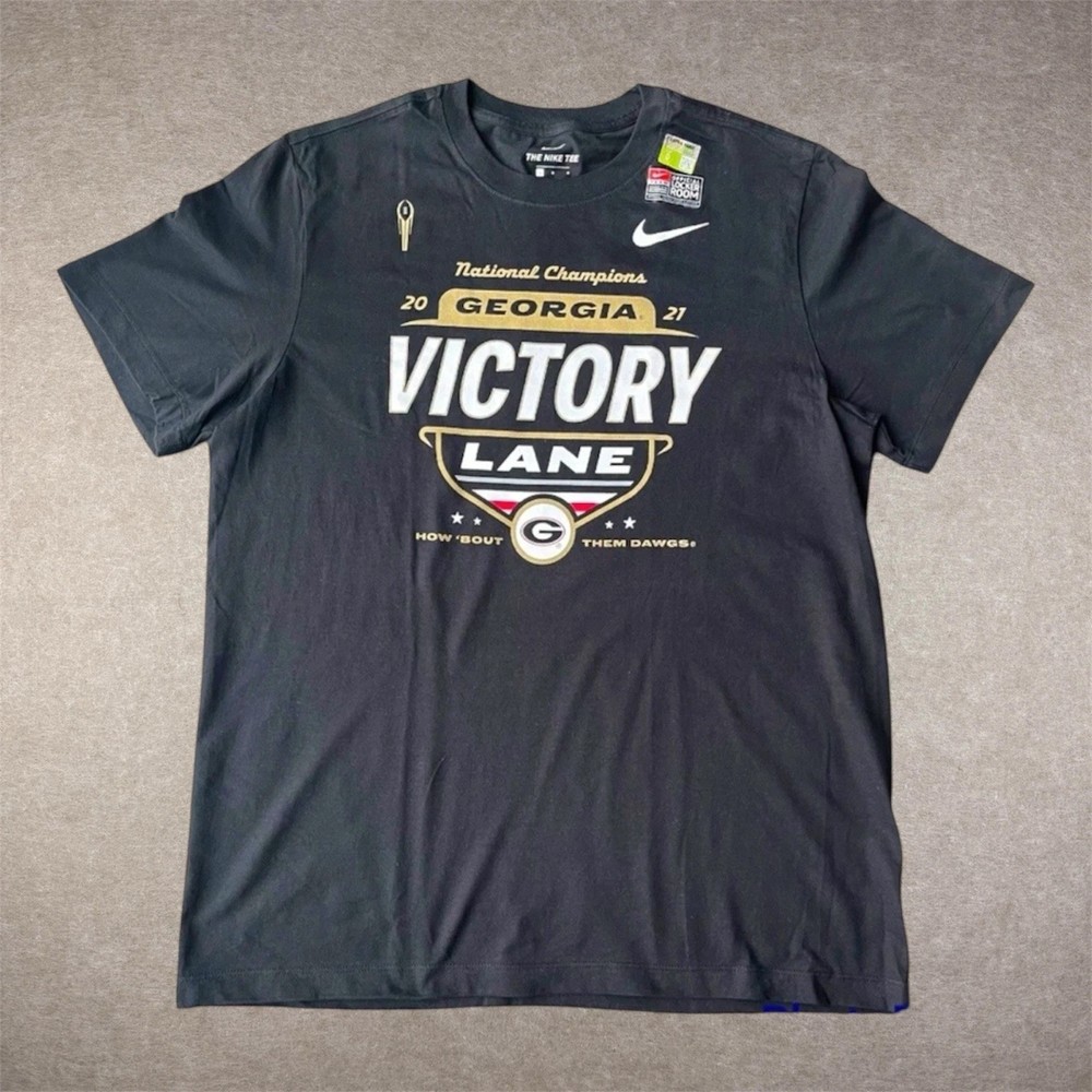 Nike UGA Georgia Bulldogs Victory Lane 2021 T-Shirt Black Size L Dawgs