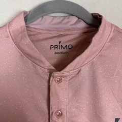 Primo Shirt Mens Medium Pink Henley Polka Dot Lightweight Stretch Tee Jersey