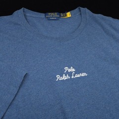 Polo Ralph Lauren T-Shirt -XXL Blue Heather -White Pony -Chain stitch Spellout