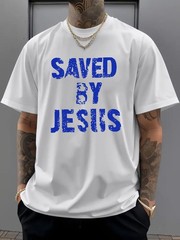 Mens Cross Letter Print T Shirt Christian Faith Casual Crew Neck Graphic Tee