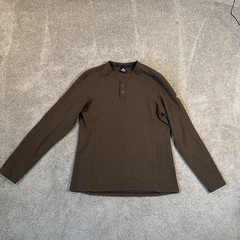KUHL Konflikt Henley Shirt Mens Small Long Sleeve Brown Waffle Pullover