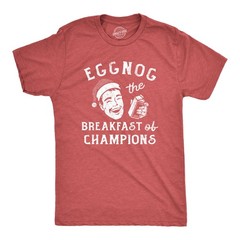 Mens Eggnog The Breakfast Of Champions T Shirt Funny Xmas Drinking Tee for Guys