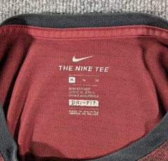Nike AOP Shirt Mens XL Maroon Dri-Fit Spell Out All Over Print Short Sleeve