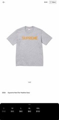 Supreme Hard Tee Graphic Heather Grey Men’s Cotton Short Sleeve T-Shirt Size XL