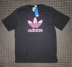 NEW MEN’S ADIDAS ORIGINALS TREFOIL TEE SHIRT ~SIZE MEDIUM #KR8883 BLACK / PINK