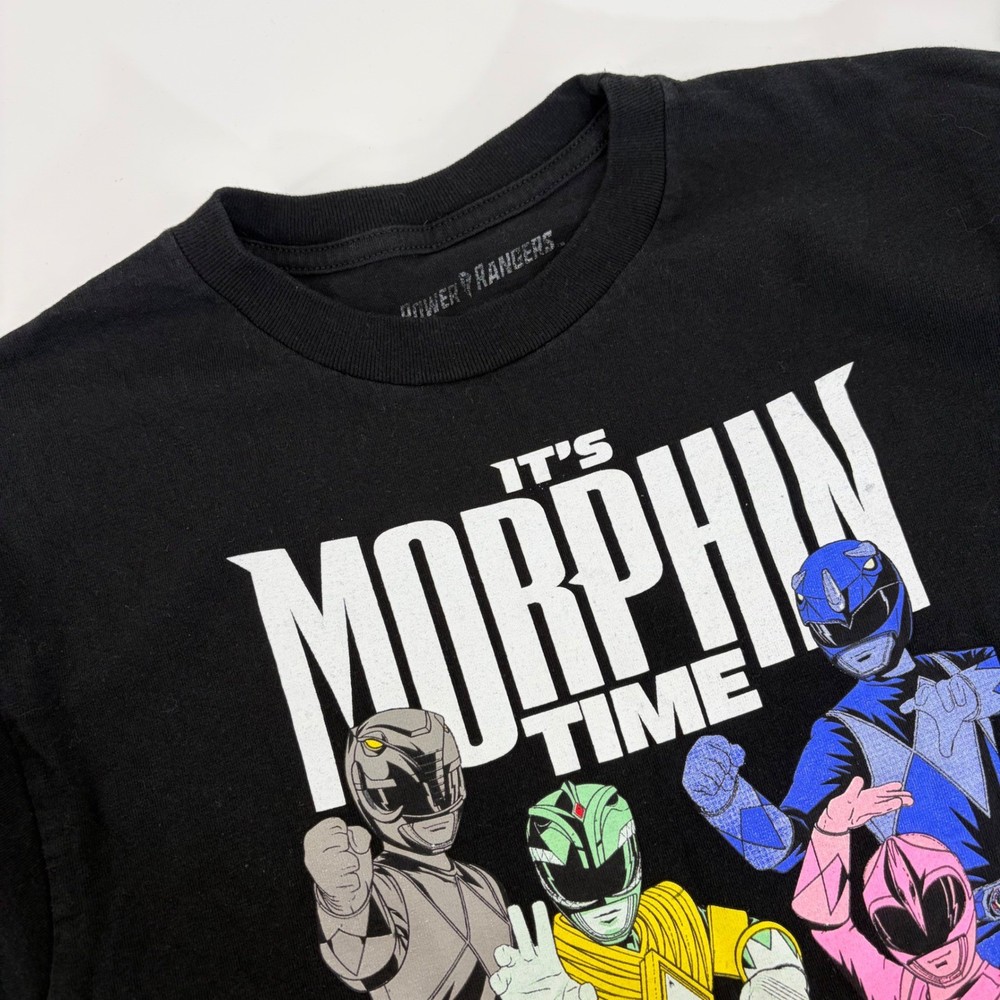Power Rangers Its Morphin Time Graphic T-Shirt Mens Med Black Cotton Short Slv