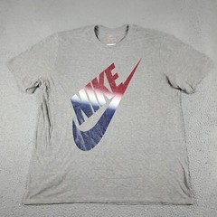 Nike T Shirt Mens Size 2XL Gray Swoosh Casual Short Sleeve Adult *