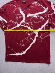 Coofandy Men’s Henley T-Shirt – Burgundy Lightning Graphic Size Large