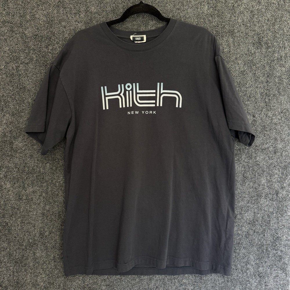 Kith New York Logo T-Shirt Dark Grey Graphic Tee Mens Large