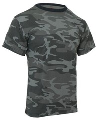 Rothco Black Camo T-Shirt- Poly Cotton Military Fashion Tees