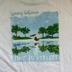 Tommy Bahama Time To Reflect Beach Graphic T-Shirt Large White Palm Tree Back