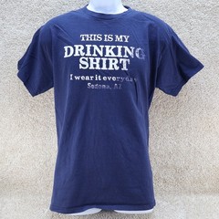 Gildan Mens Large Drinking Shirt Graphic Tee Navy (see photo for flaw)