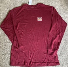 NWT Men’s Vans Off The Wall Long Sleeve Cotton Tee Shirt. Burgandy/Red. Sz Med