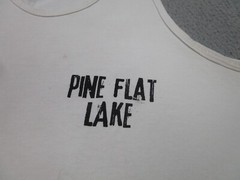 VINTAGE Pine Flat Lake Shirt Mens XL White Grunge Fisherman Tank Top Boat Marina