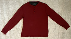 G.H. Bass Co. Men’s Long Sleeve Pullover Waffle Henley Shirt Burgundy Size XL