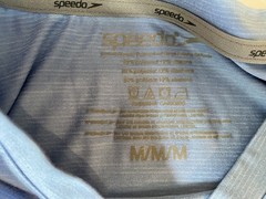 Speedo Men’s UPF 50+ Rash Guard Shirt Medium Blue Swim Top Short Sleeve Athletic