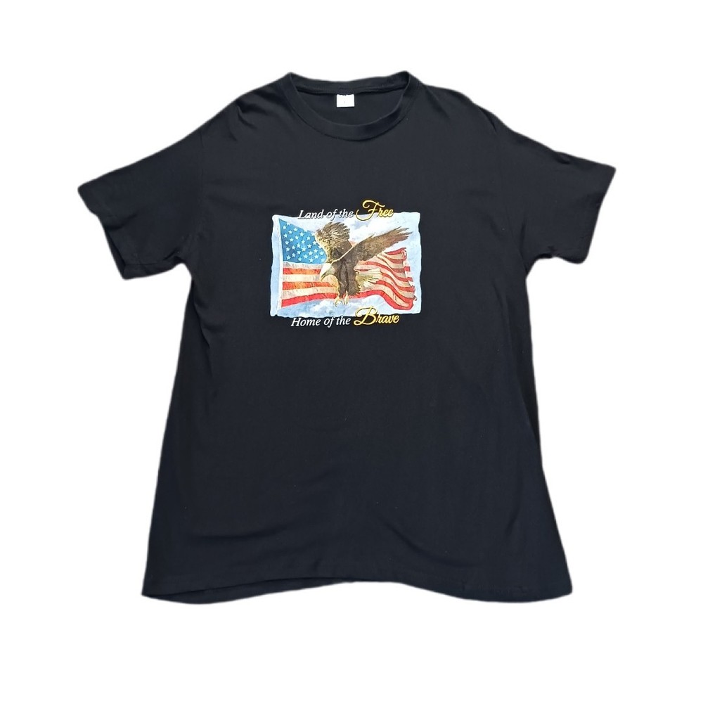 Land of the Free Home of the Brave Mens Large T Shirt Black Short Sleeve