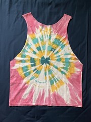 Tie Dye Cut-Off Muscle Tank Men’s XL Bright Colors Pink Teal Yellow
