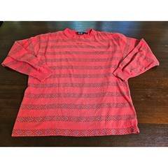 Dockers Long Sleeve Shirt Mens Large Red Striped Vintage Cotton Crewneck