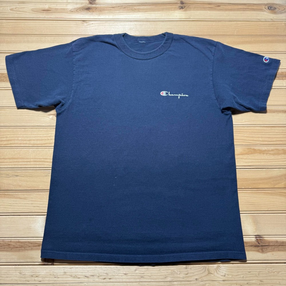 Vintage Y2K Champion Script Logo Embroidered Single Stitch T-Shirt Men’s – Large