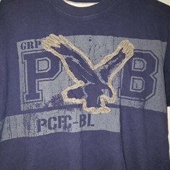 Pacific Blue Short Sleeve Eagle Embroidered Men’s Medium Navy T-Shirt