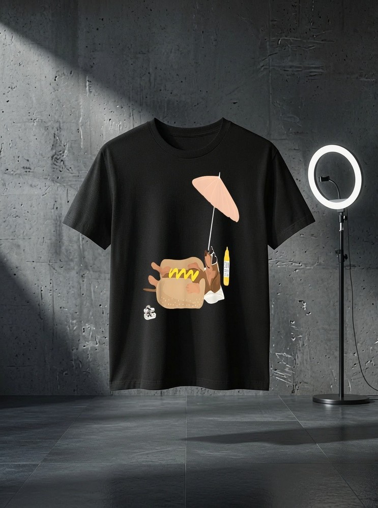 Unisex Funny Summer Hot Dog Dachshund Beach Chill Design Graphic T Shirt Gift