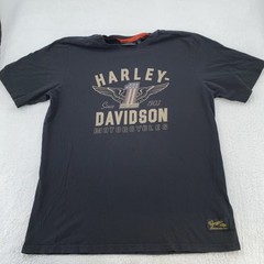 Harley-Davidson Shirt Mens Large Black Winged Number 1 Logo Motorcycle Tee Biker
