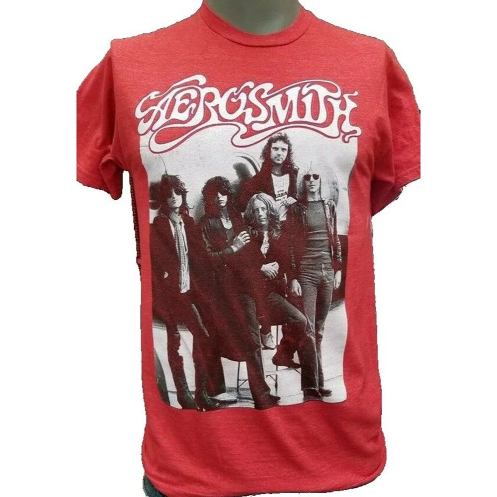 90s Remake Aerosmith Rock band Red Short Sleeve T shirt Classic NH29310
