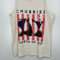Chubbies Tank Top Men’s Size S White Cream Fourth of July 4th USA Cotton New NWT