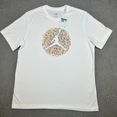 Jordan Mens White Multi Color Confetti Jumpman Graphic T-Shirt FN6006-100 XL