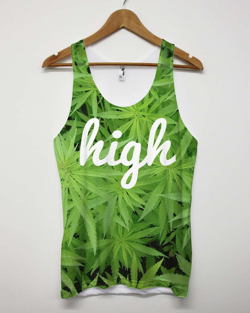 High Cannabis All over print Vest Weed Marijuana Hip Hop Singlet Tank Leaf Dope