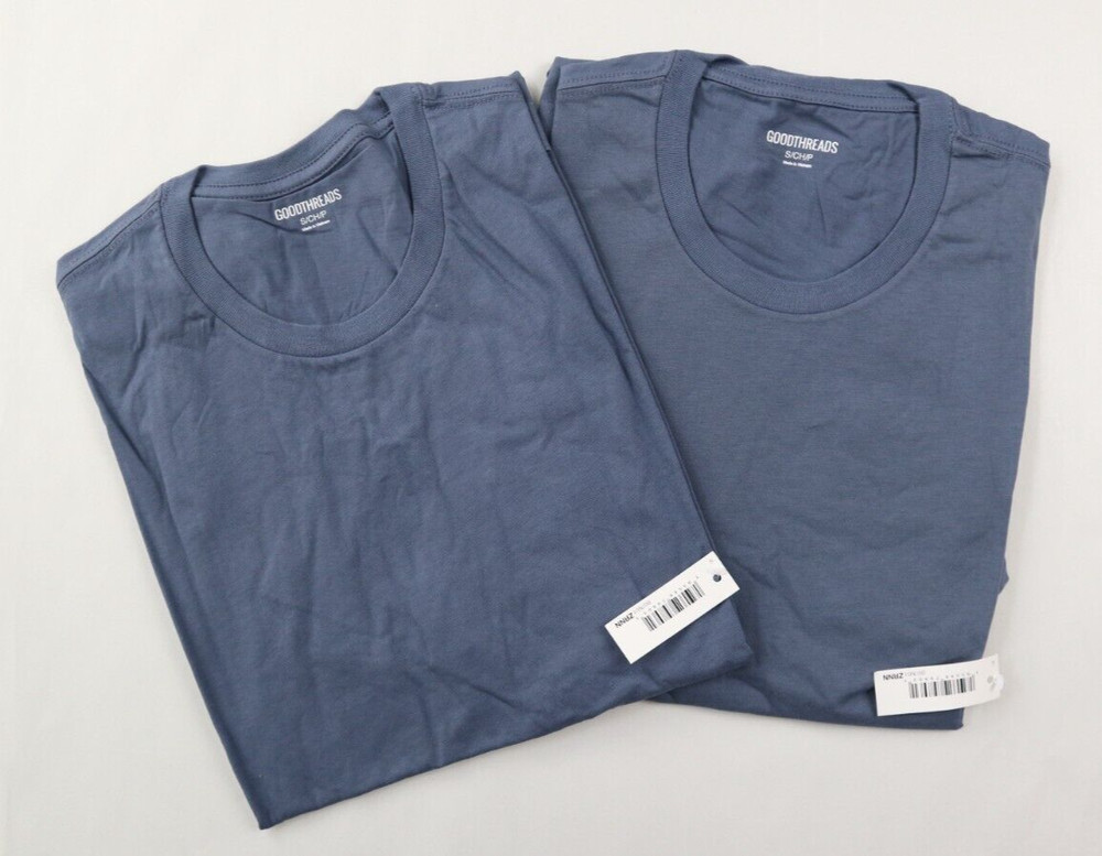 2 Pack Men’s Slim-Fit Short-Sleeve Cotton Crewneck T-Shirt Small Blue Small