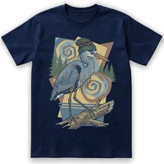 Great Blue Heron T-Shirt Beanie Hat Geometric Outdoor Nature Bird Lover Gift