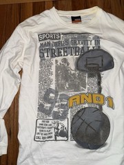 Vintage AND1 White Long Sleeve Trash Talk Basketball T-Shirt M