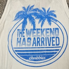Chubbies Shirt Mens Large White Tank Top Sleeveless Weekend Beach Surf Party