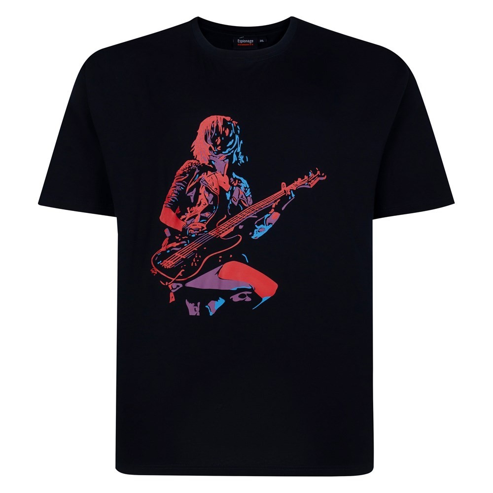NEW IN ESPIONAGE NAVY GUITARIST TEE SHIRT T454 2XL3XL 4XL5XL6XL7XL8XL