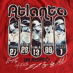 Atlanta Braves MLB Players Delta Pro Weight Mens Large Red T-shirt Signatures