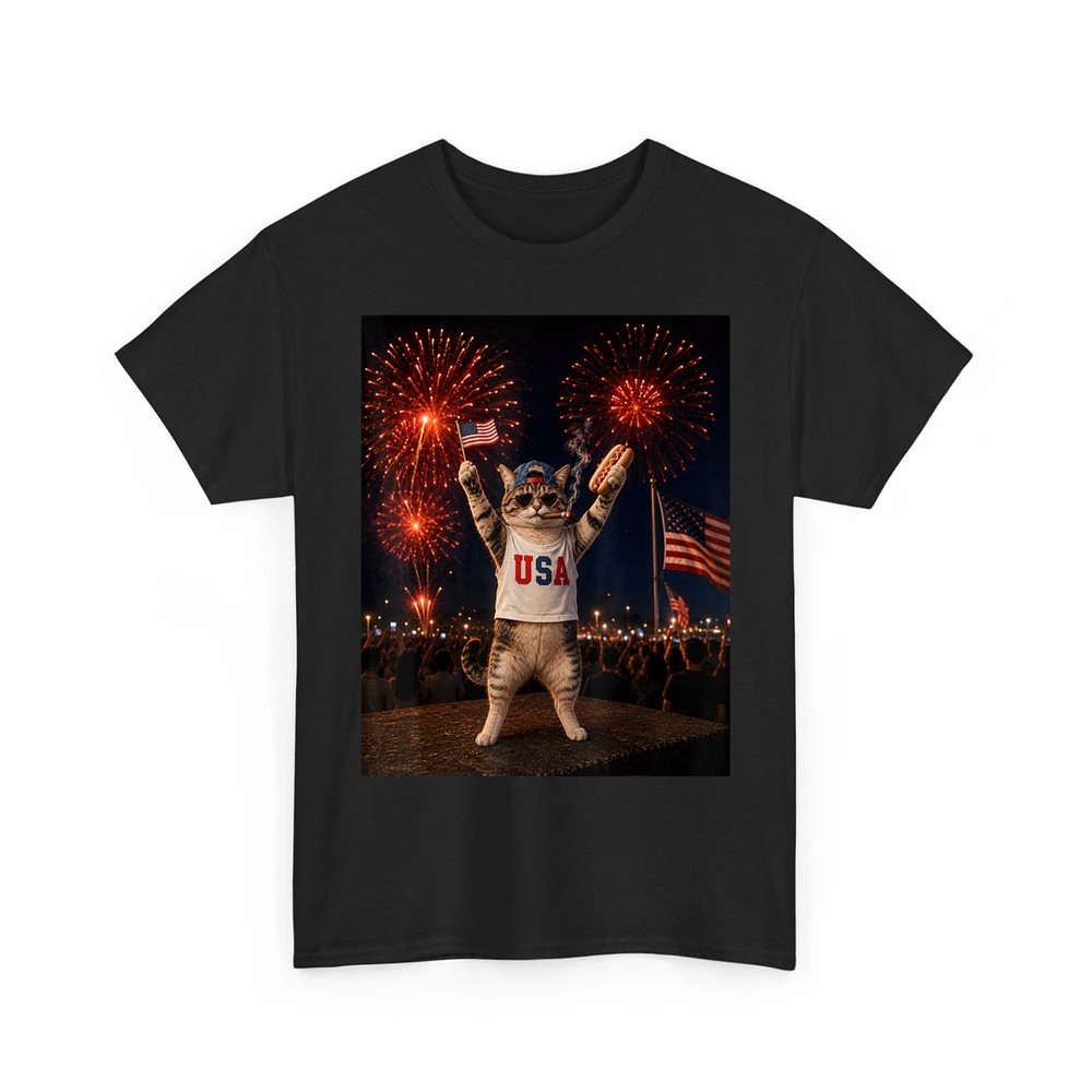 July 4th Patriotic Cat Smoking Cigarette 250 Years Cat Lover Unisex T-Shirt